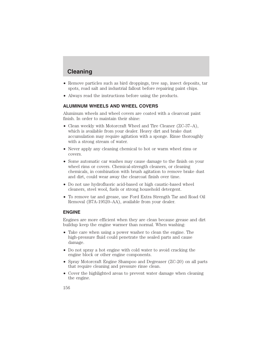 Cleaning | FORD 2003 Taurus v.3 User Manual | Page 156 / 216