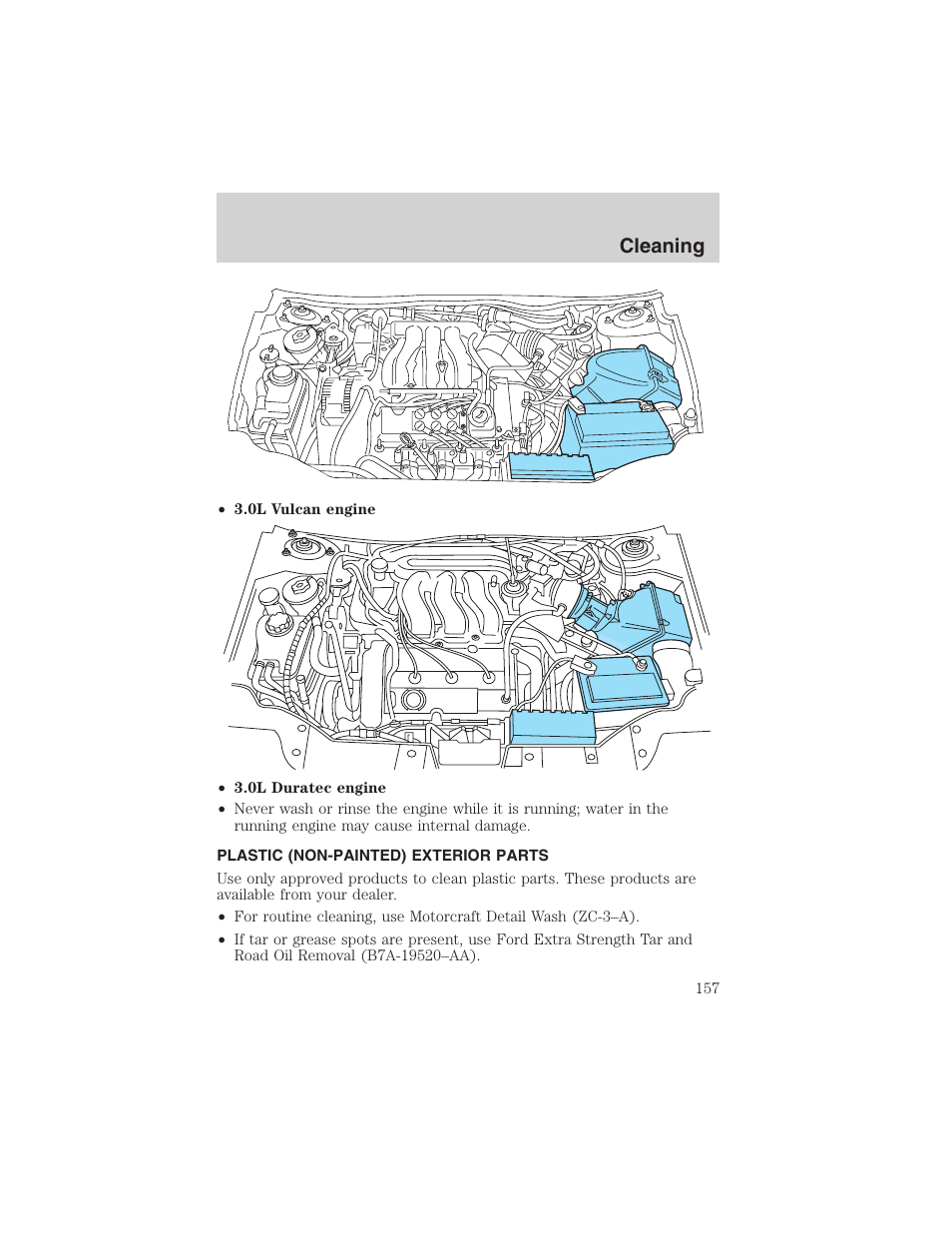 Cleaning | FORD 2003 Taurus v.3 User Manual | Page 157 / 216