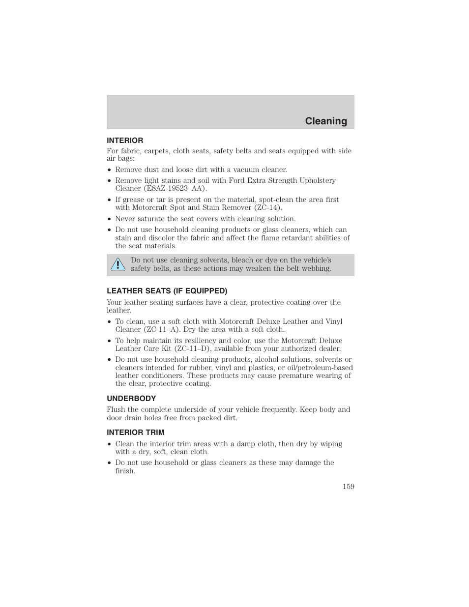 Cleaning | FORD 2003 Taurus v.3 User Manual | Page 159 / 216