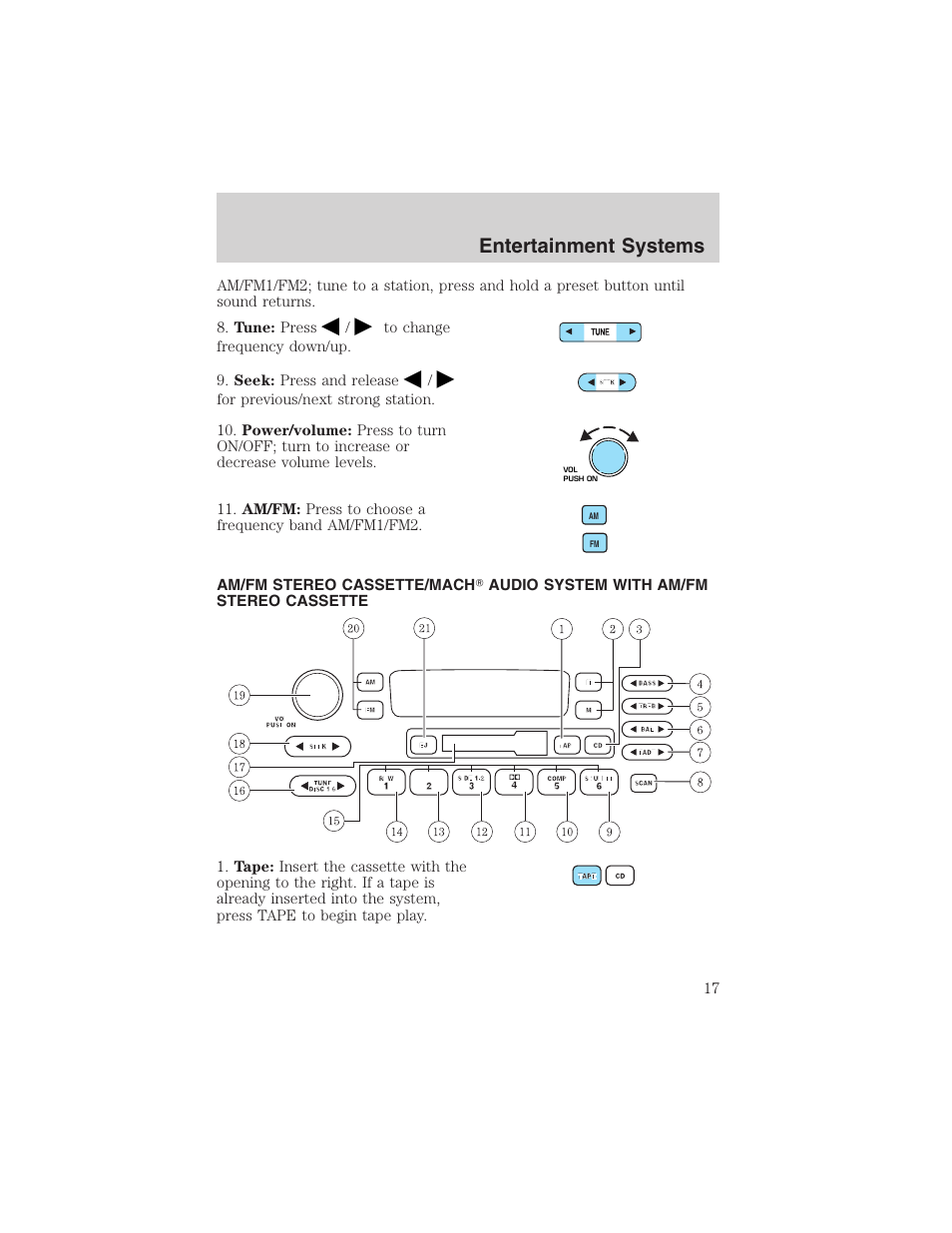Entertainment systems | FORD 2003 Taurus v.3 User Manual | Page 17 / 216