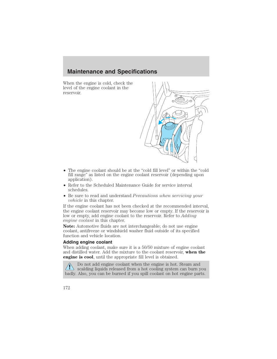 Maintenance and specifications | FORD 2003 Taurus v.3 User Manual | Page 172 / 216