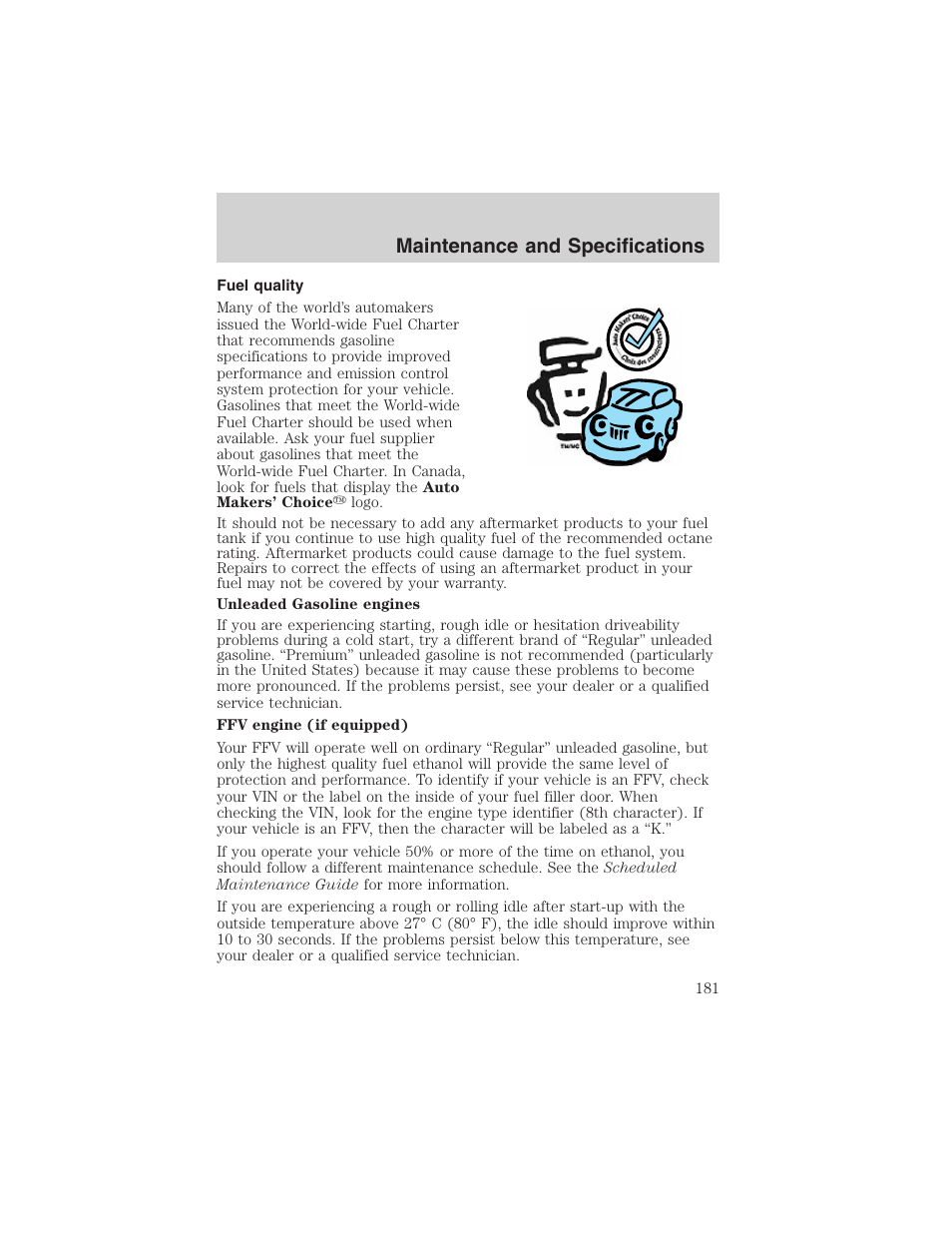 Maintenance and specifications | FORD 2003 Taurus v.3 User Manual | Page 181 / 216
