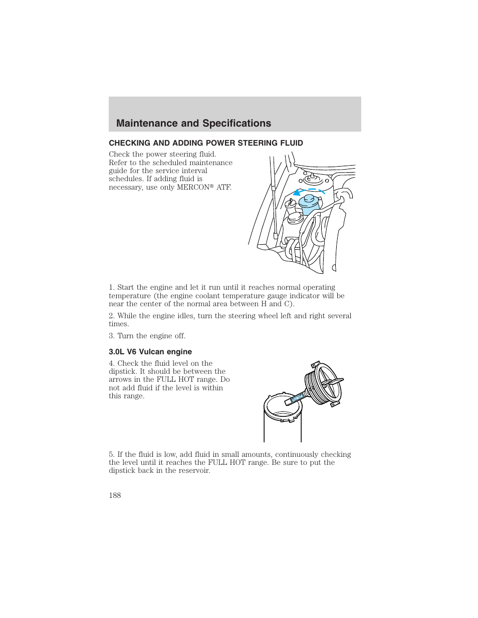 Maintenance and specifications | FORD 2003 Taurus v.3 User Manual | Page 188 / 216