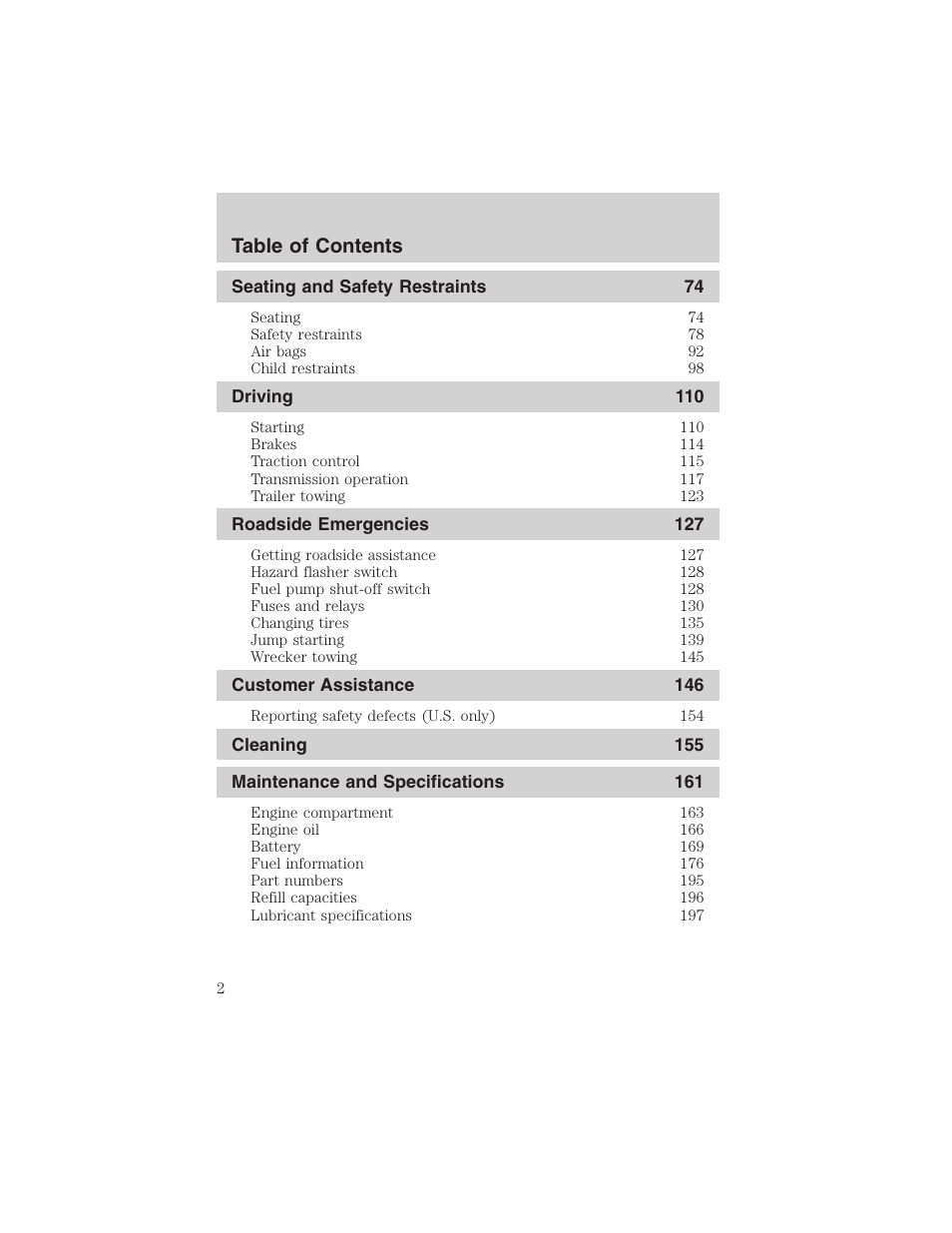FORD 2003 Taurus v.3 User Manual | Page 2 / 216