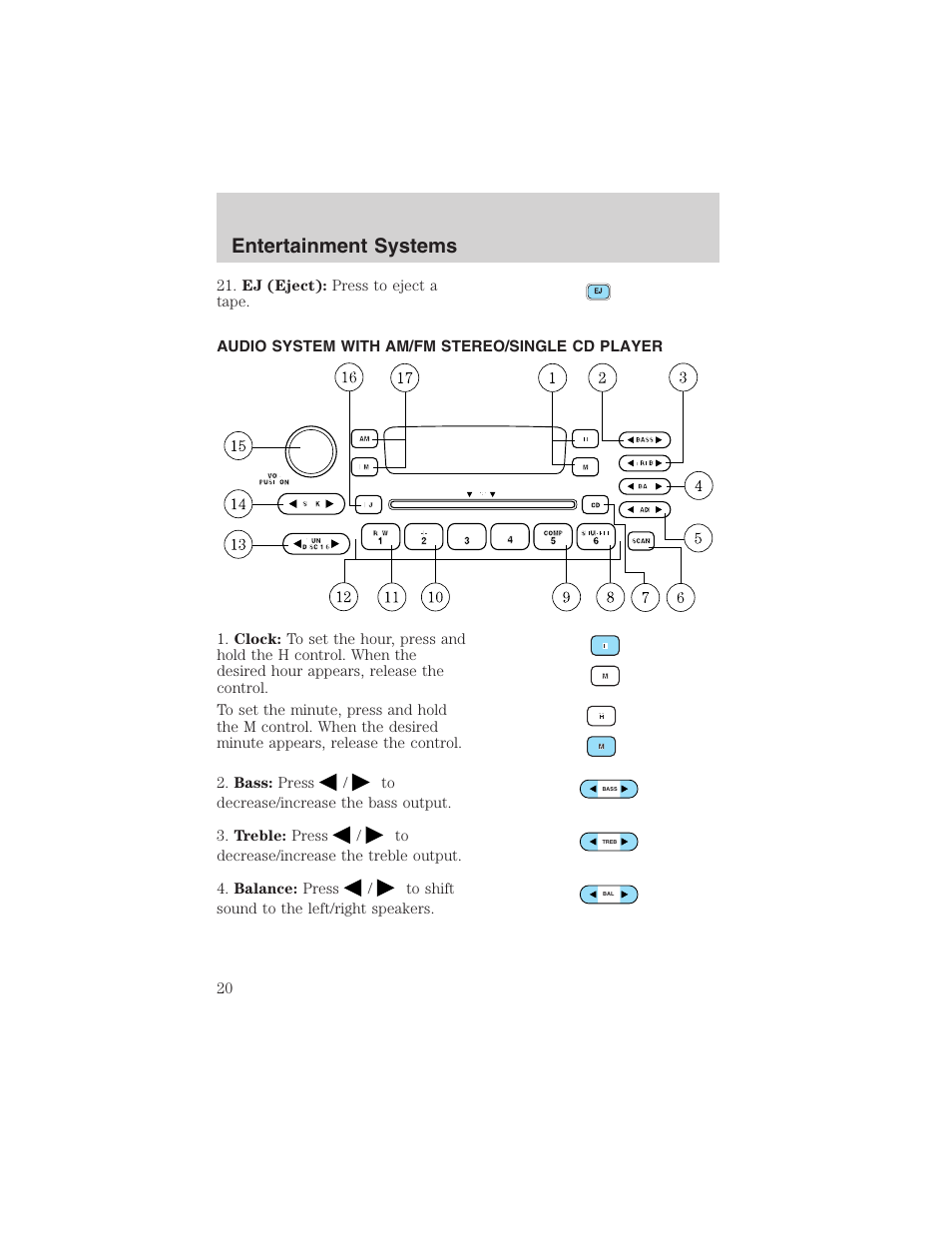 Entertainment systems | FORD 2003 Taurus v.3 User Manual | Page 20 / 216