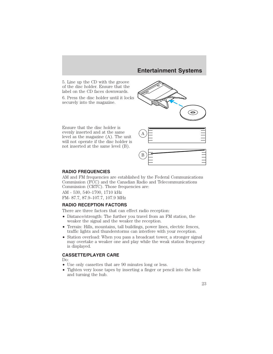 Entertainment systems | FORD 2003 Taurus v.3 User Manual | Page 23 / 216