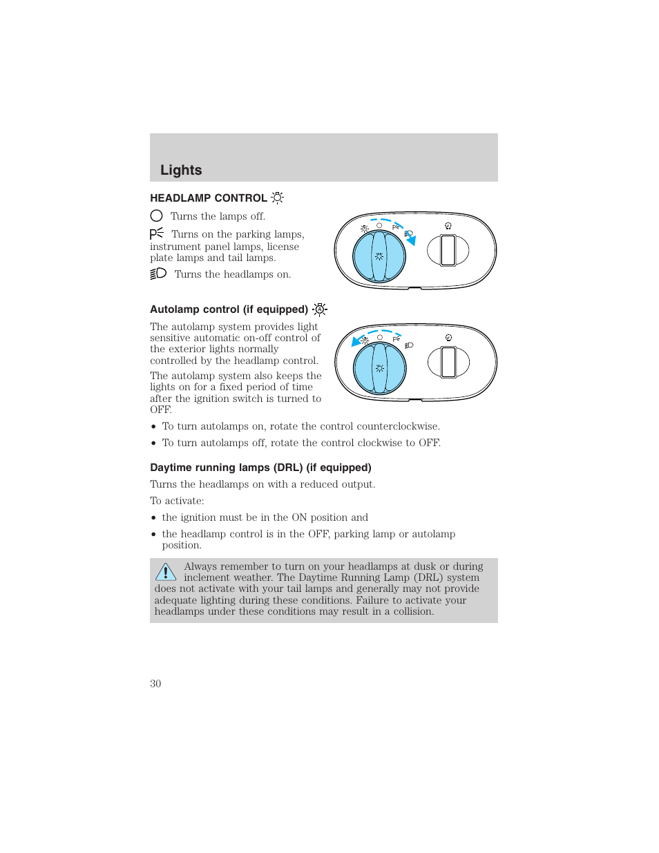 Lights | FORD 2003 Taurus v.3 User Manual | Page 30 / 216