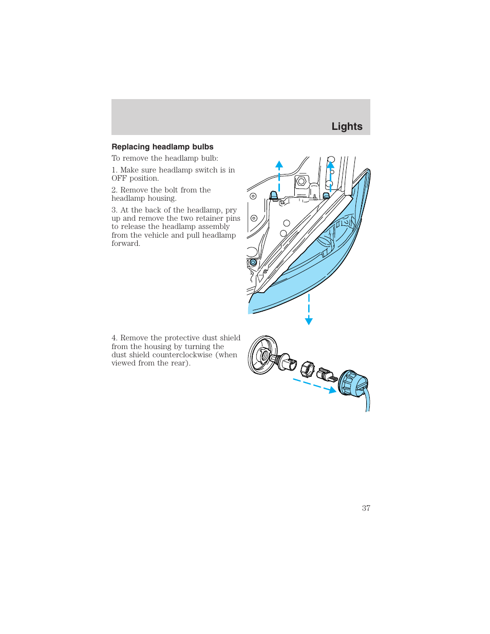 Lights | FORD 2003 Taurus v.3 User Manual | Page 37 / 216