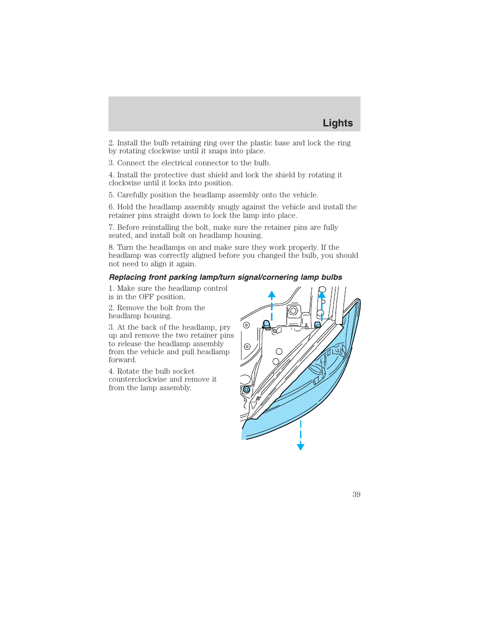 Lights | FORD 2003 Taurus v.3 User Manual | Page 39 / 216