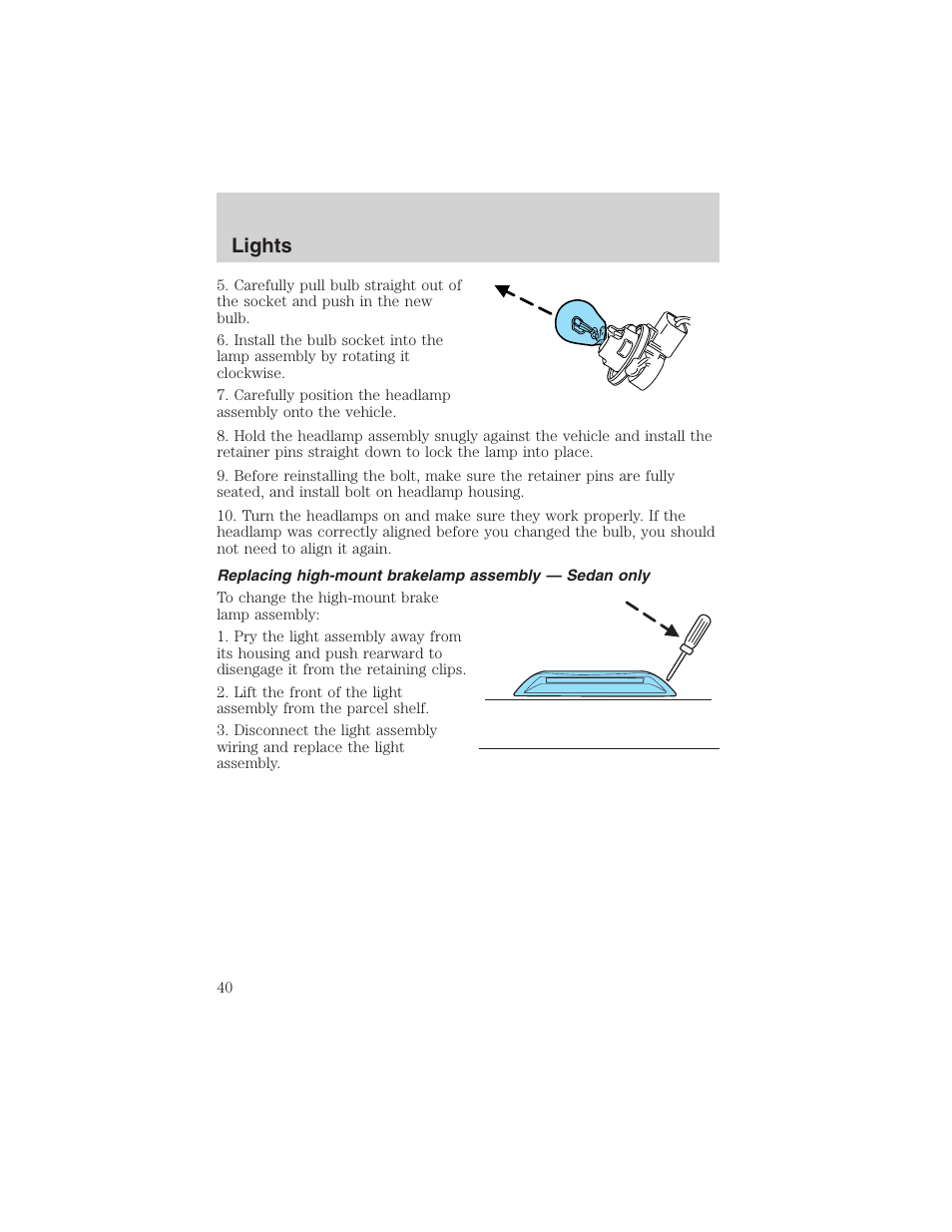 Lights | FORD 2003 Taurus v.3 User Manual | Page 40 / 216