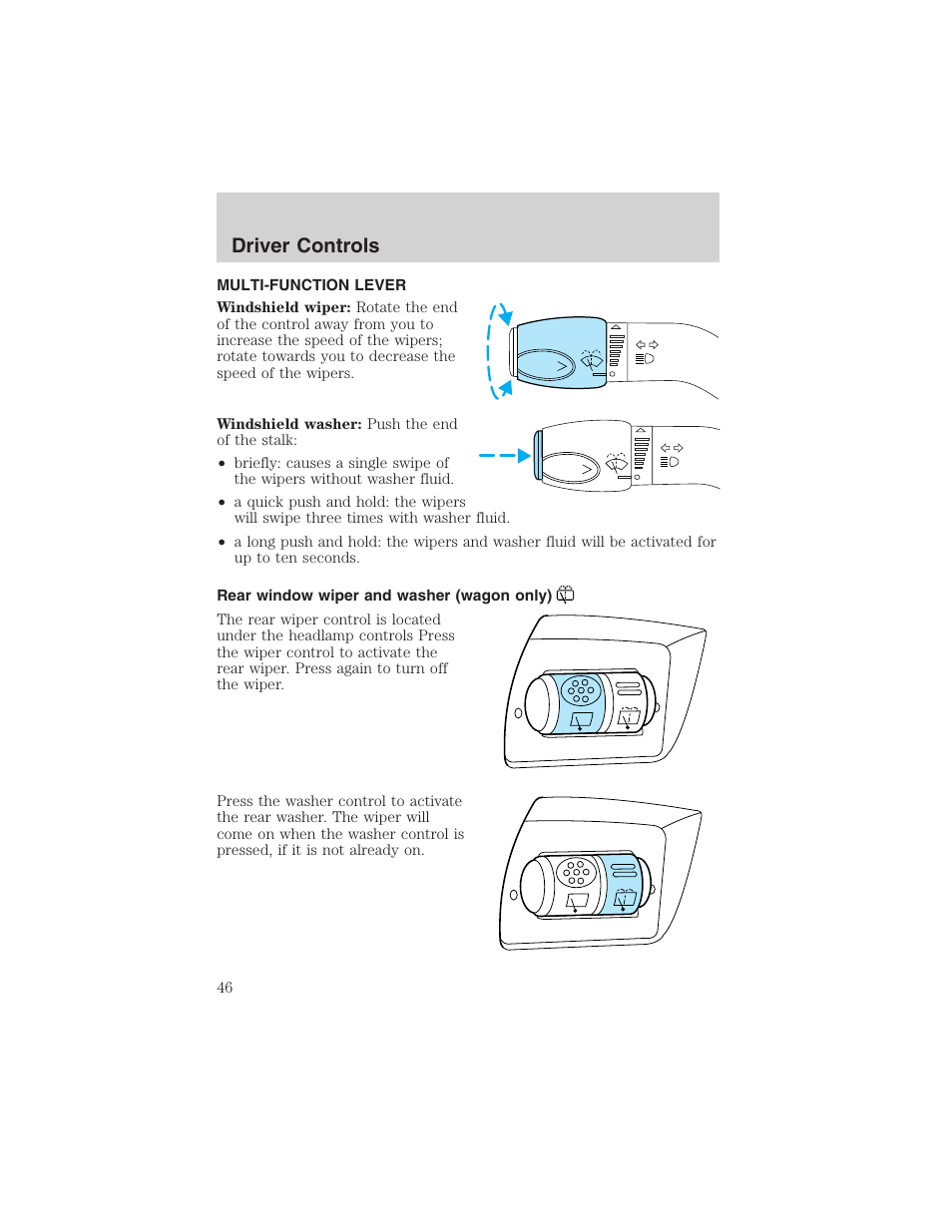 Driver controls | FORD 2003 Taurus v.3 User Manual | Page 46 / 216