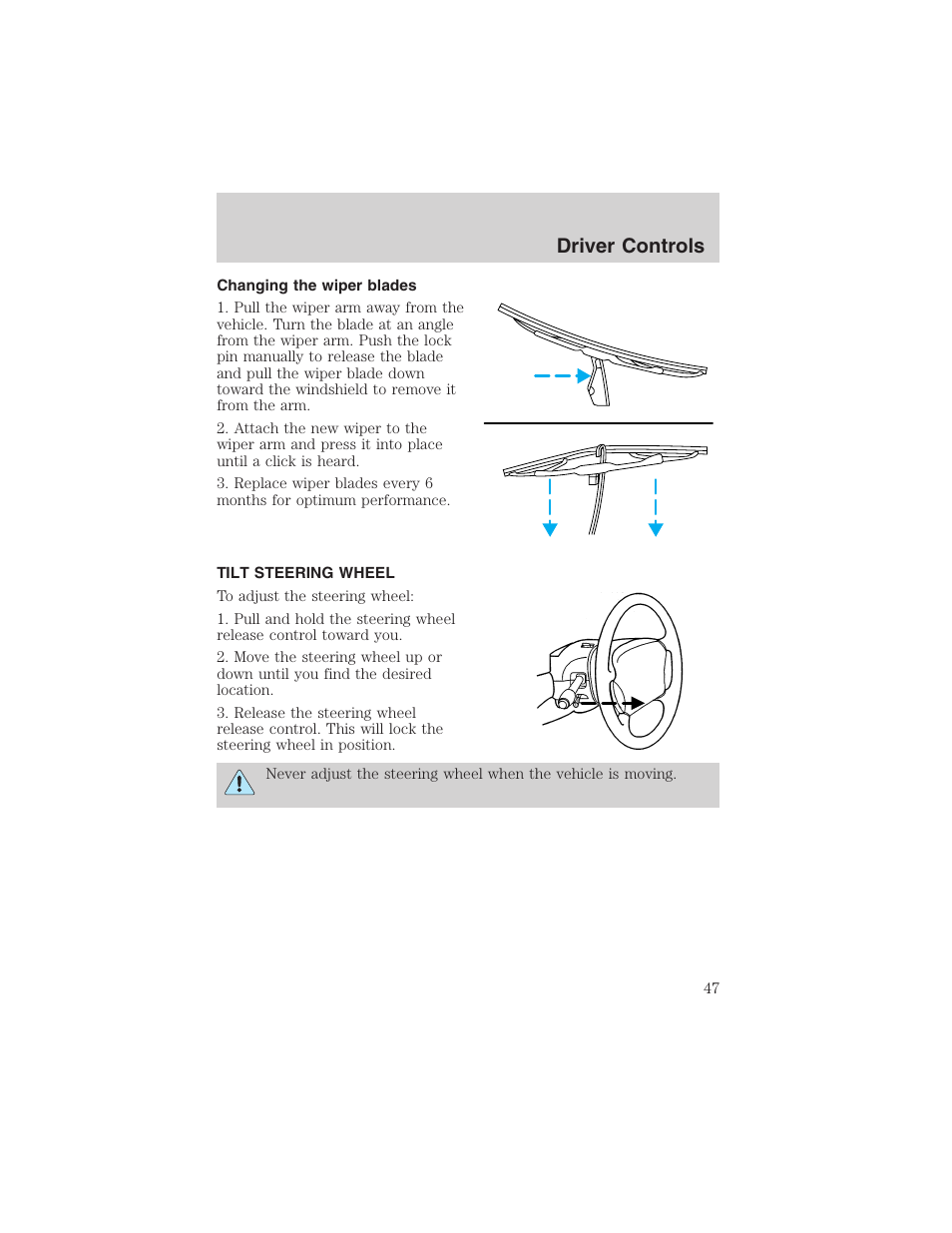 Driver controls | FORD 2003 Taurus v.3 User Manual | Page 47 / 216