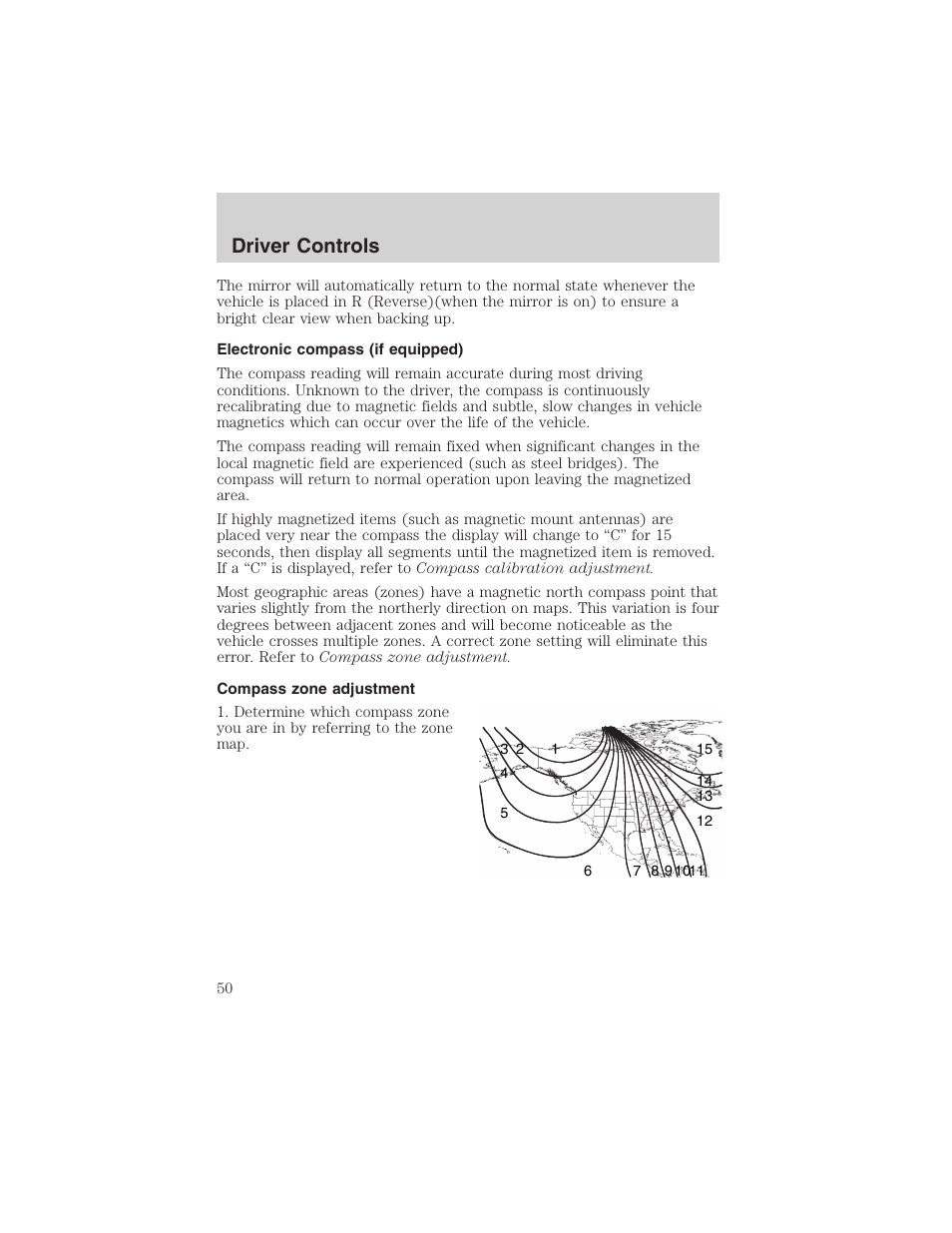 Driver controls | FORD 2003 Taurus v.3 User Manual | Page 50 / 216
