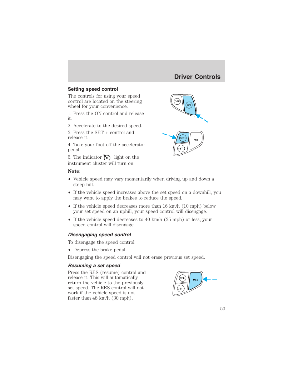 Driver controls | FORD 2003 Taurus v.3 User Manual | Page 53 / 216