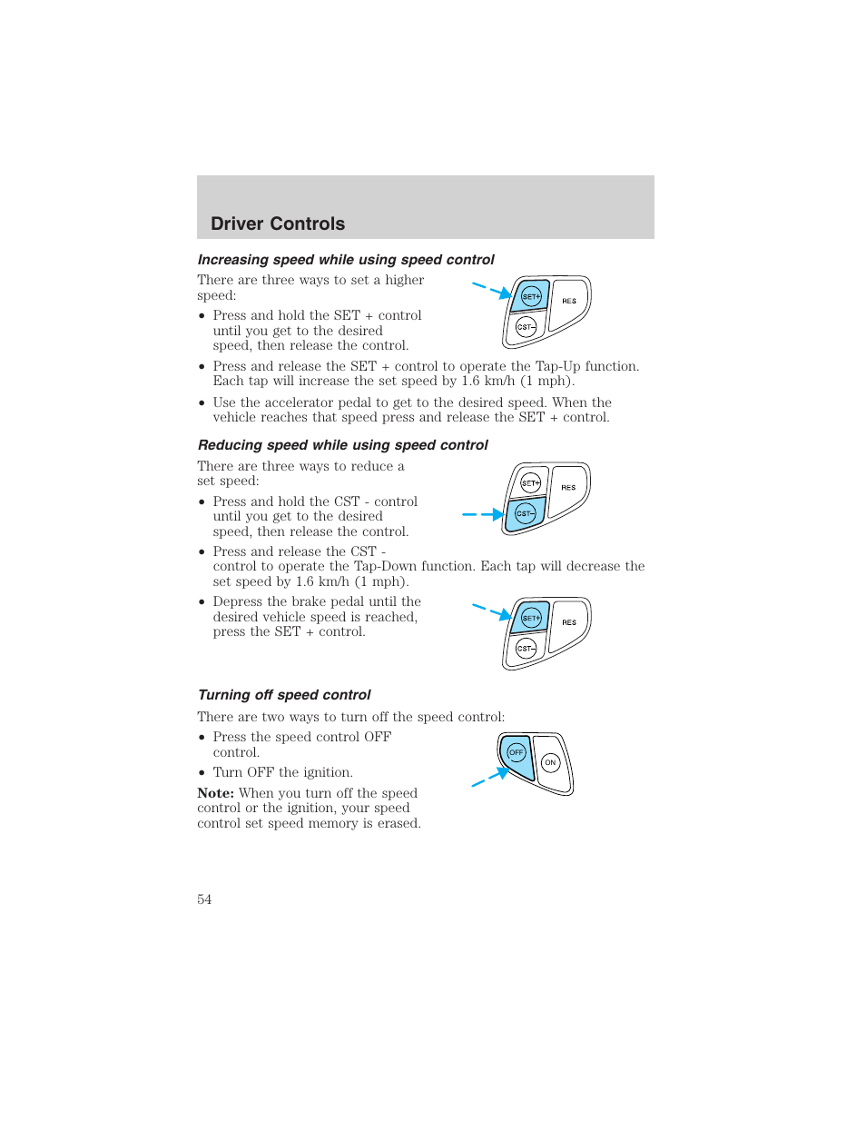 Driver controls | FORD 2003 Taurus v.3 User Manual | Page 54 / 216