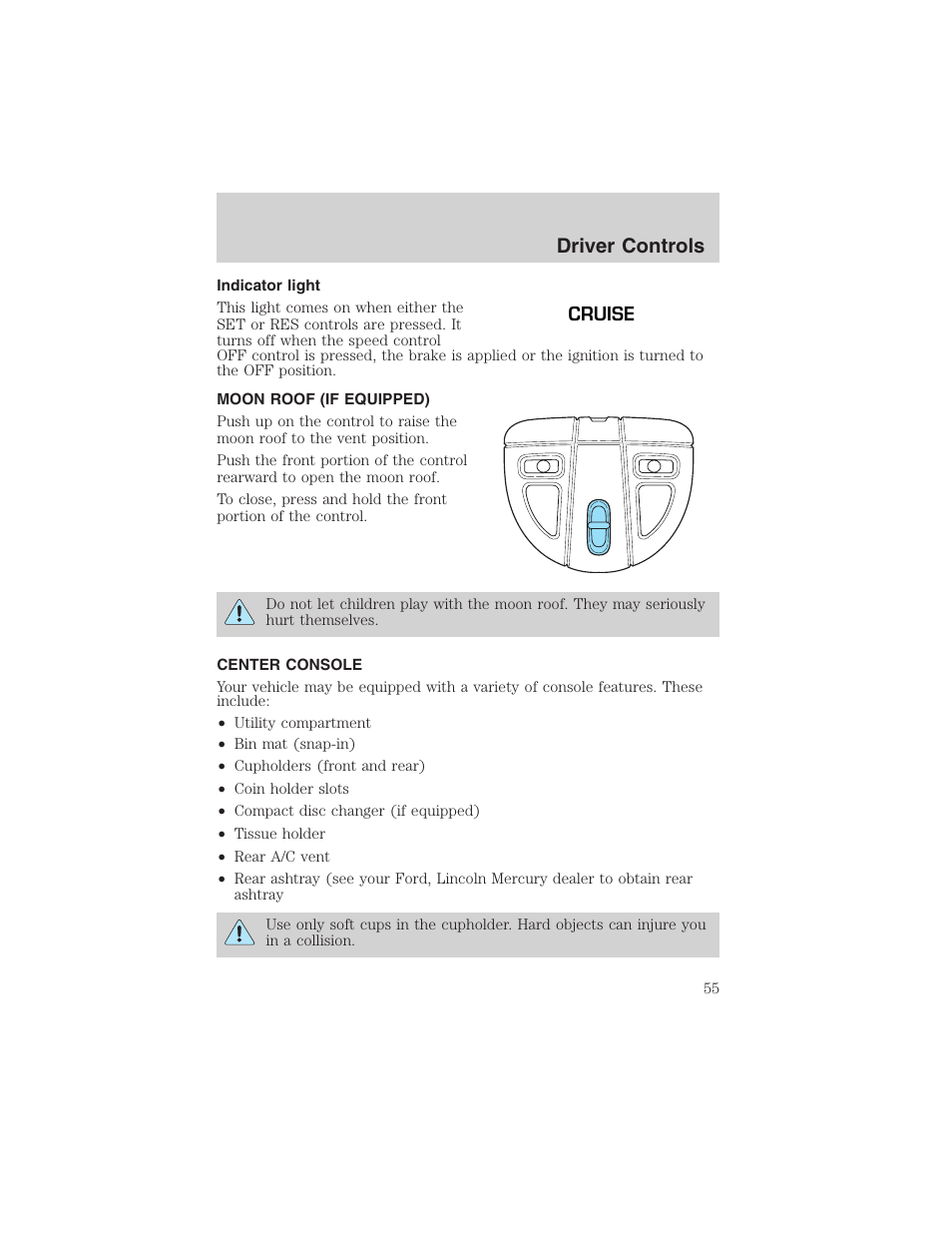 Driver controls | FORD 2003 Taurus v.3 User Manual | Page 55 / 216