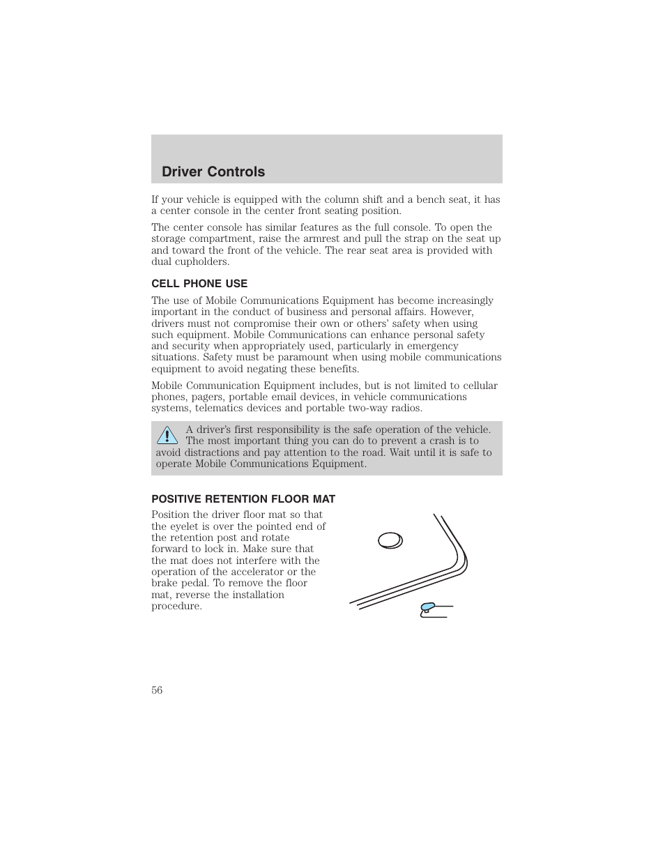 Driver controls | FORD 2003 Taurus v.3 User Manual | Page 56 / 216