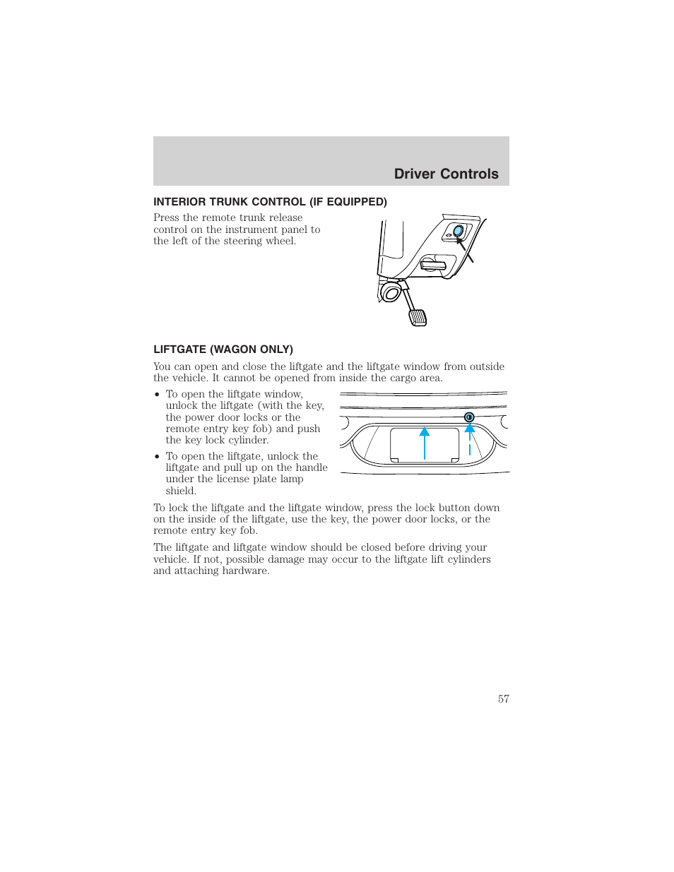 Driver controls | FORD 2003 Taurus v.3 User Manual | Page 57 / 216