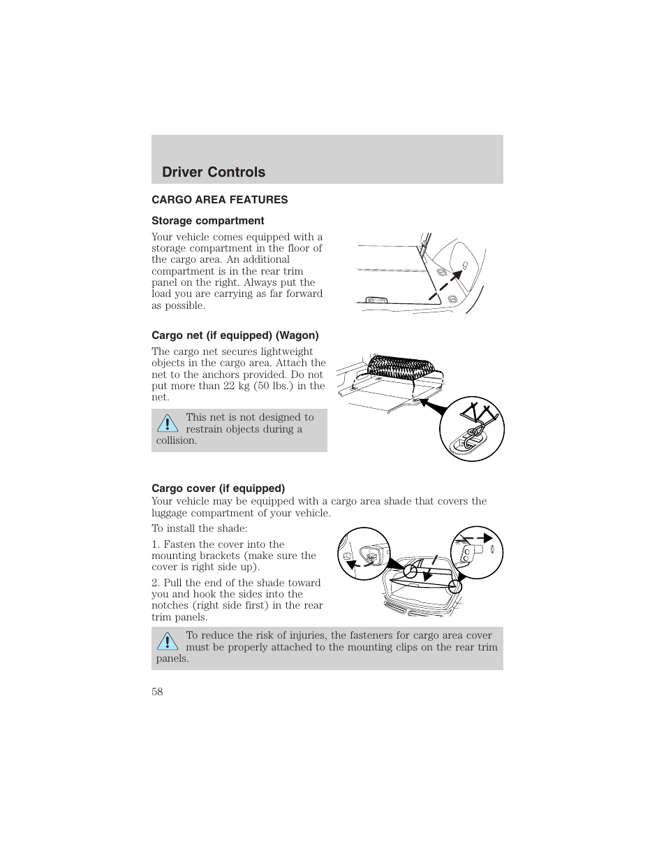 Driver controls | FORD 2003 Taurus v.3 User Manual | Page 58 / 216