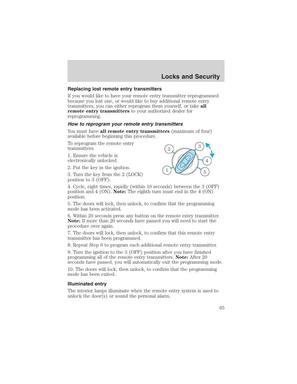 Locks and security | FORD 2003 Taurus v.3 User Manual | Page 65 / 216