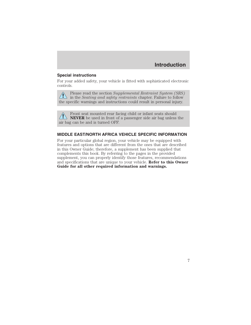 Introduction | FORD 2003 Taurus v.3 User Manual | Page 7 / 216