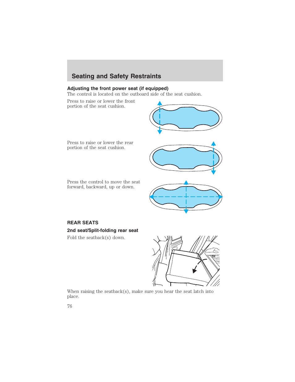 Seating and safety restraints | FORD 2003 Taurus v.3 User Manual | Page 76 / 216