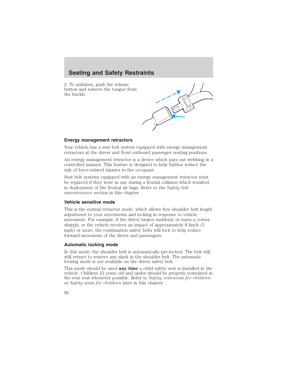 Seating and safety restraints | FORD 2003 Taurus v.3 User Manual | Page 82 / 216