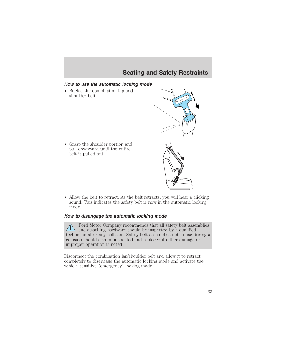 Seating and safety restraints | FORD 2003 Taurus v.3 User Manual | Page 83 / 216