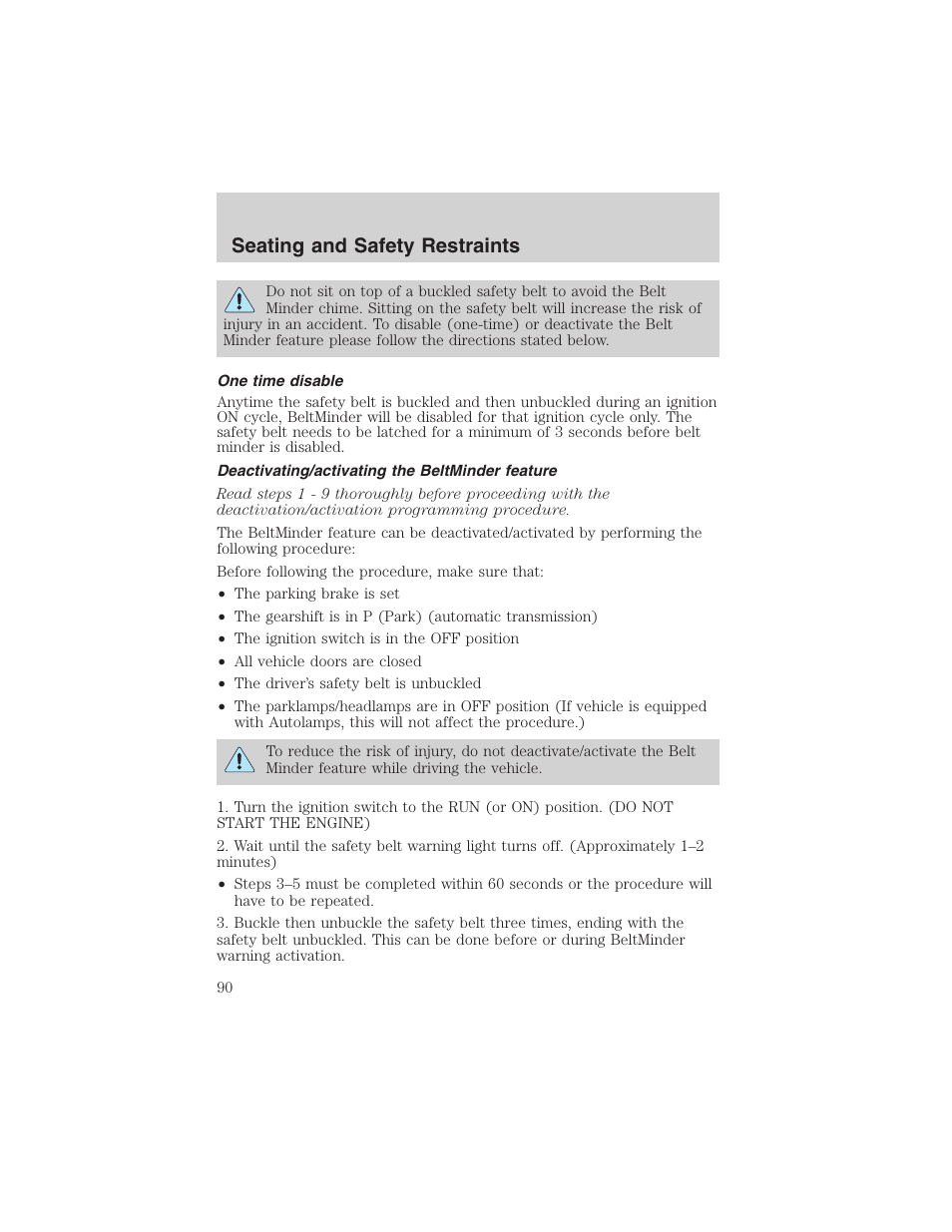 Seating and safety restraints | FORD 2003 Taurus v.3 User Manual | Page 90 / 216