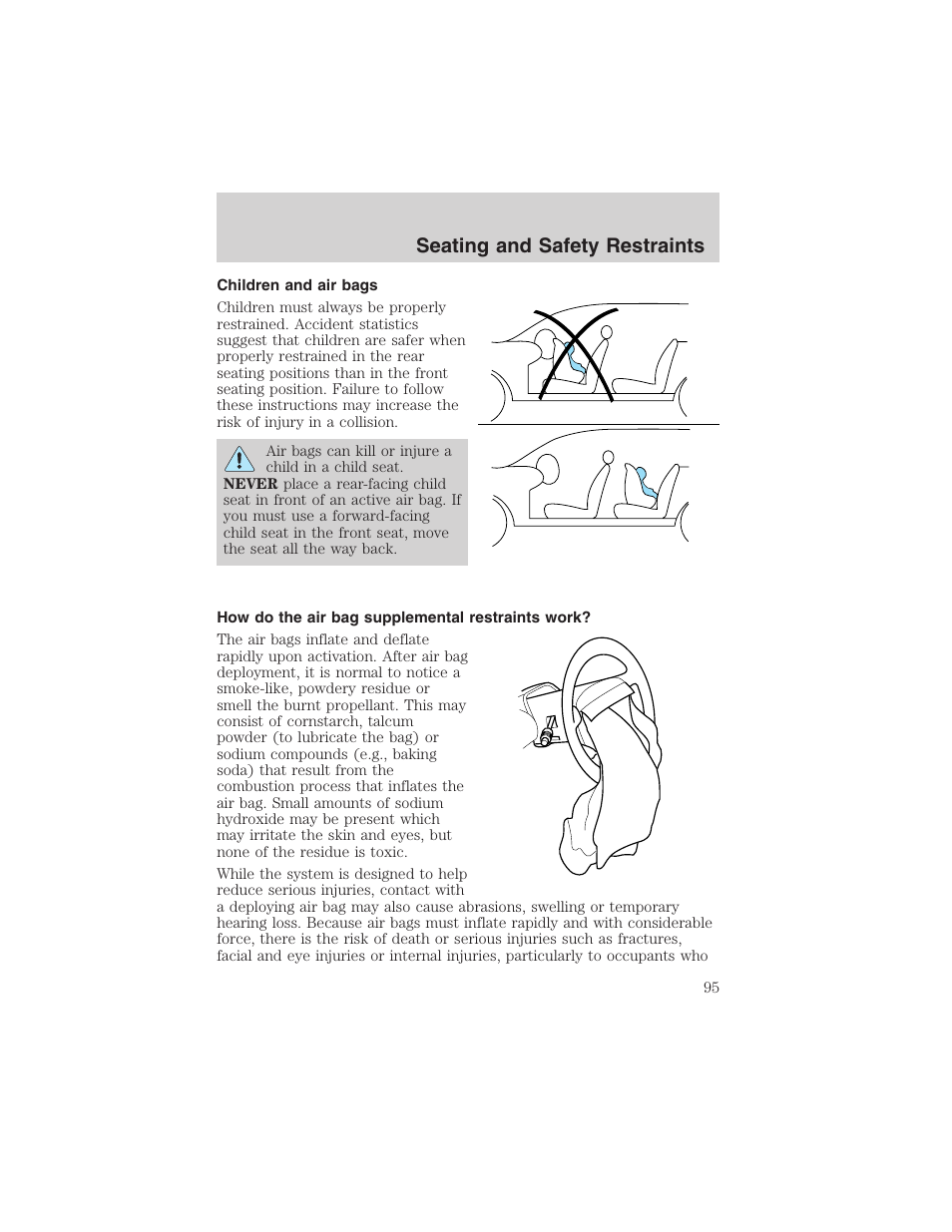 Seating and safety restraints | FORD 2003 Taurus v.3 User Manual | Page 95 / 216