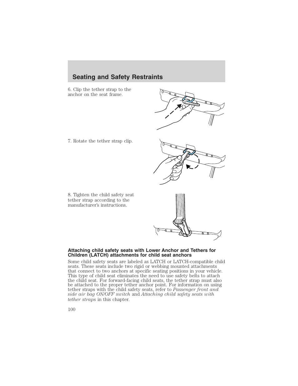 Seating and safety restraints | FORD 2003 Thunderbird v.1 User Manual | Page 100 / 200