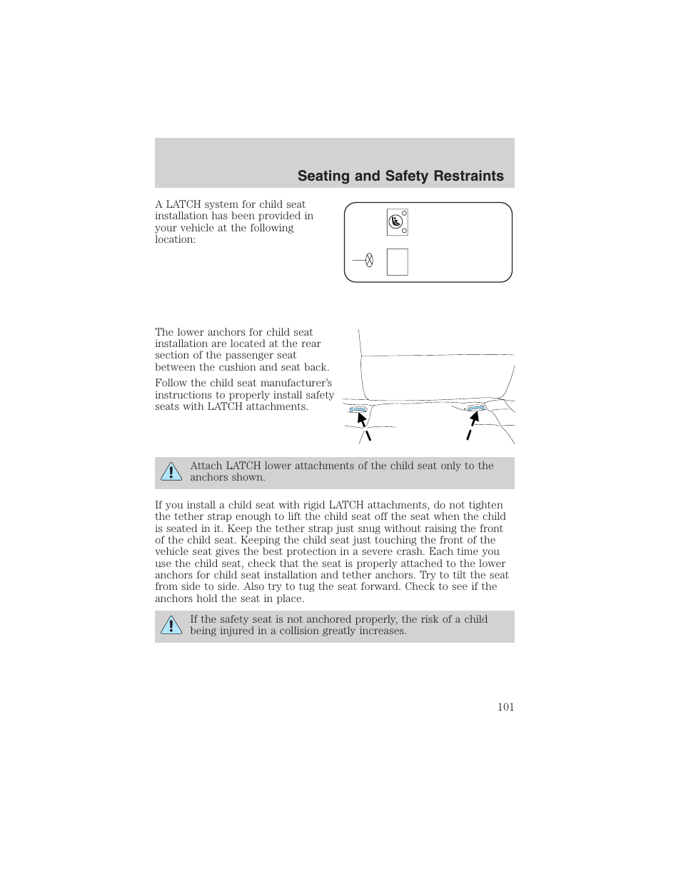 Seating and safety restraints | FORD 2003 Thunderbird v.1 User Manual | Page 101 / 200