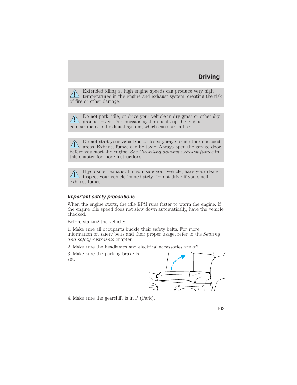 Driving | FORD 2003 Thunderbird v.1 User Manual | Page 103 / 200