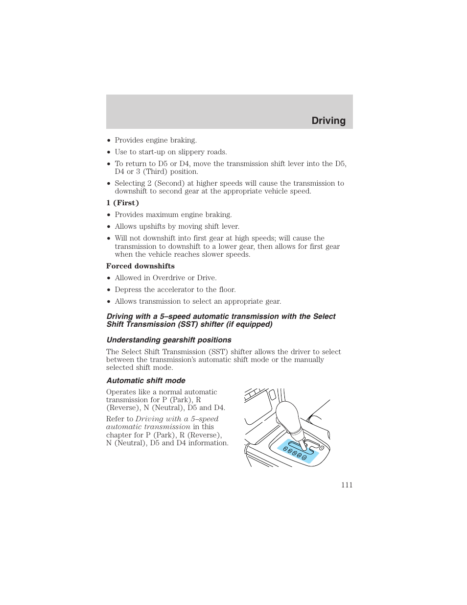 Driving | FORD 2003 Thunderbird v.1 User Manual | Page 111 / 200