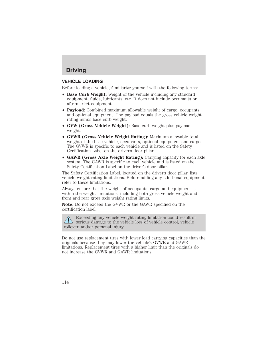 Driving | FORD 2003 Thunderbird v.1 User Manual | Page 114 / 200