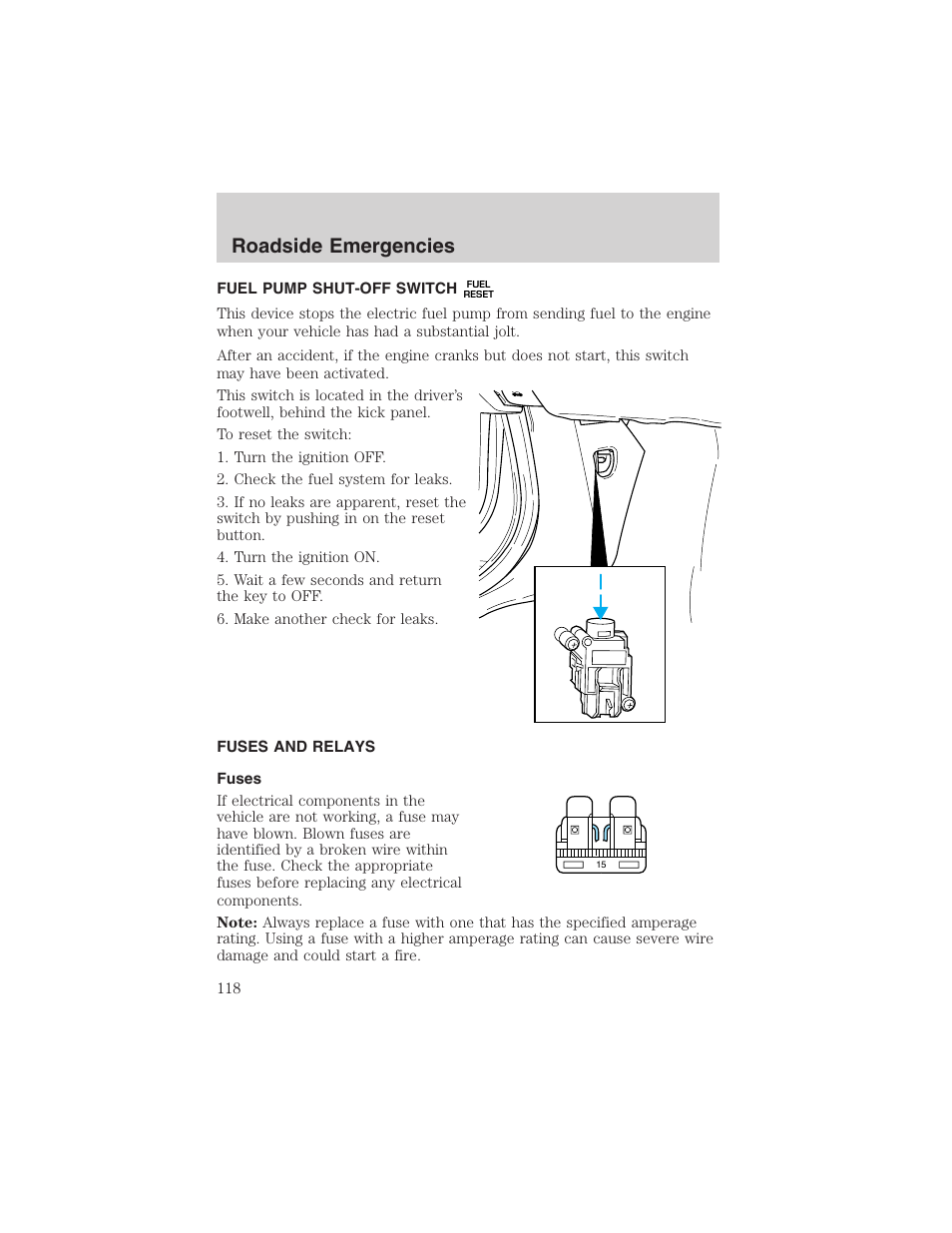 Roadside emergencies | FORD 2003 Thunderbird v.1 User Manual | Page 118 / 200