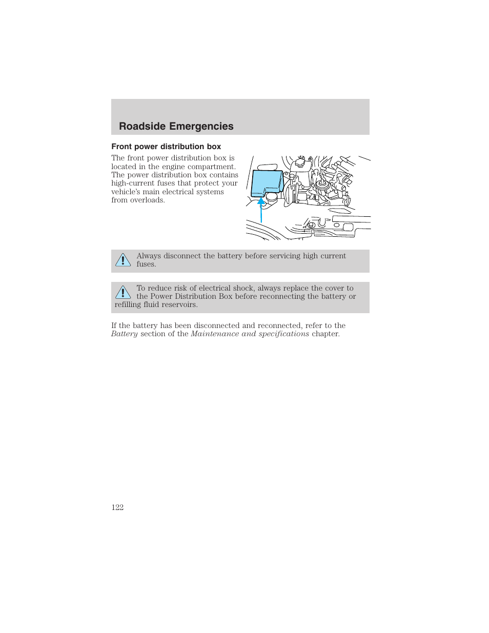 Roadside emergencies | FORD 2003 Thunderbird v.1 User Manual | Page 122 / 200