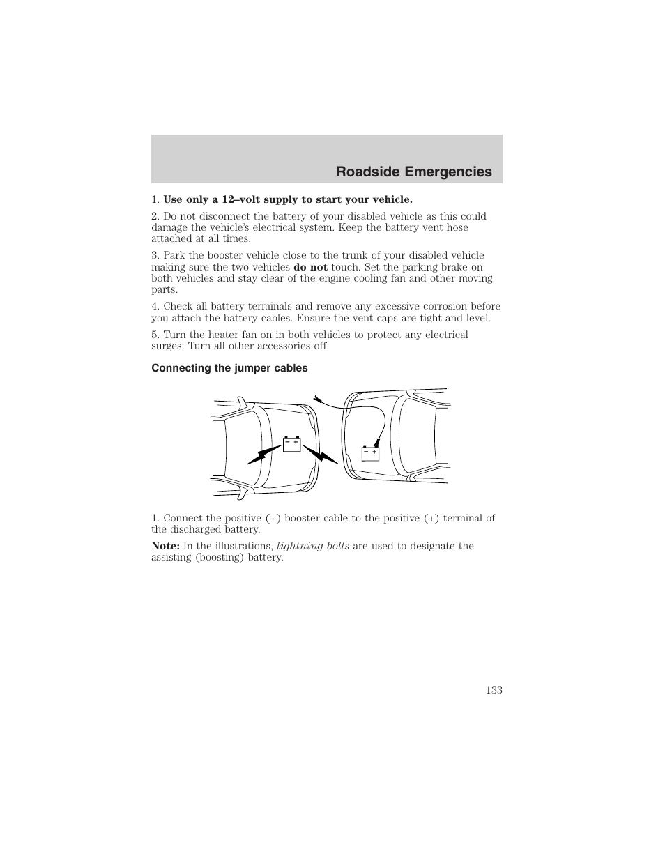 Roadside emergencies | FORD 2003 Thunderbird v.1 User Manual | Page 133 / 200