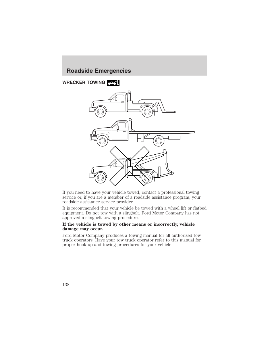 Roadside emergencies | FORD 2003 Thunderbird v.1 User Manual | Page 138 / 200