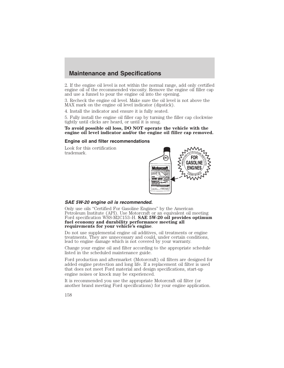 Maintenance and specifications | FORD 2003 Thunderbird v.1 User Manual | Page 158 / 200