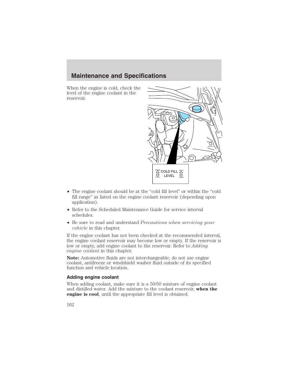 Maintenance and specifications | FORD 2003 Thunderbird v.1 User Manual | Page 162 / 200