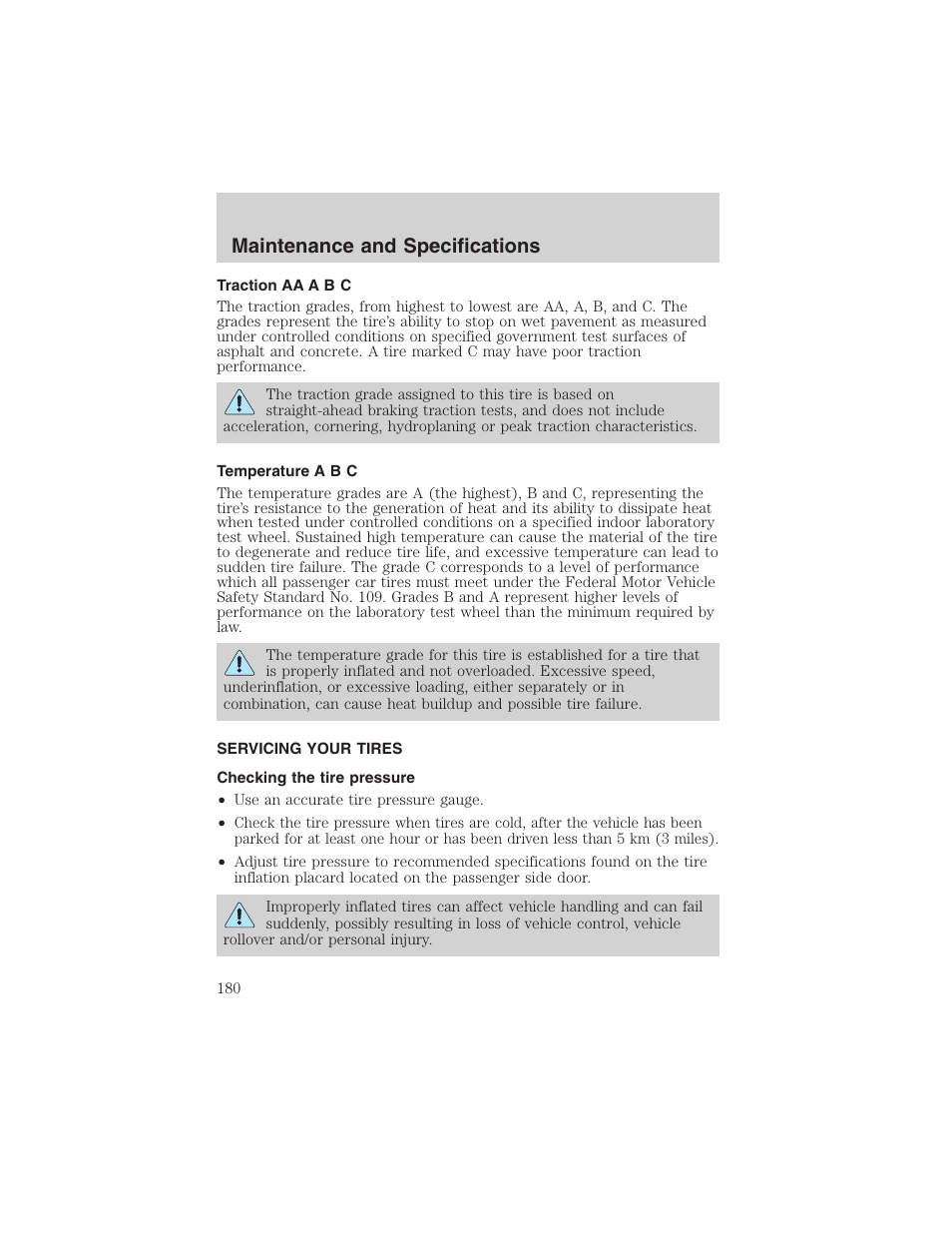 Maintenance and specifications | FORD 2003 Thunderbird v.1 User Manual | Page 180 / 200