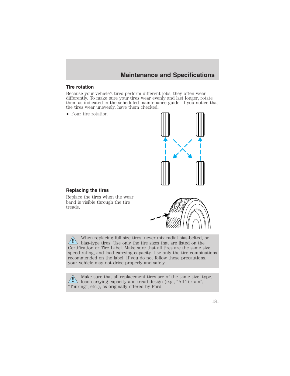 Maintenance and specifications | FORD 2003 Thunderbird v.1 User Manual | Page 181 / 200