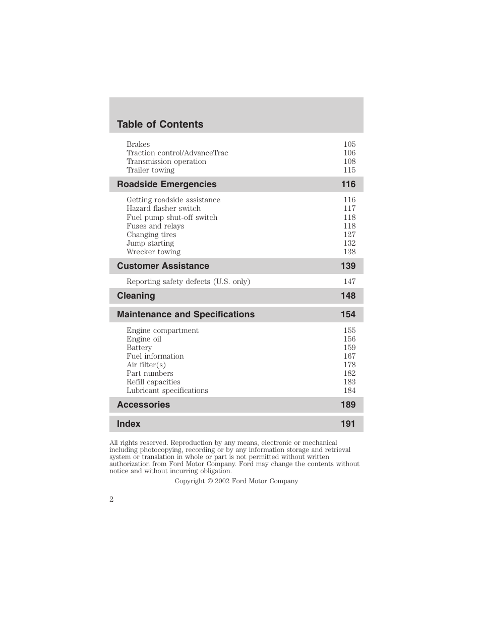 FORD 2003 Thunderbird v.1 User Manual | Page 2 / 200