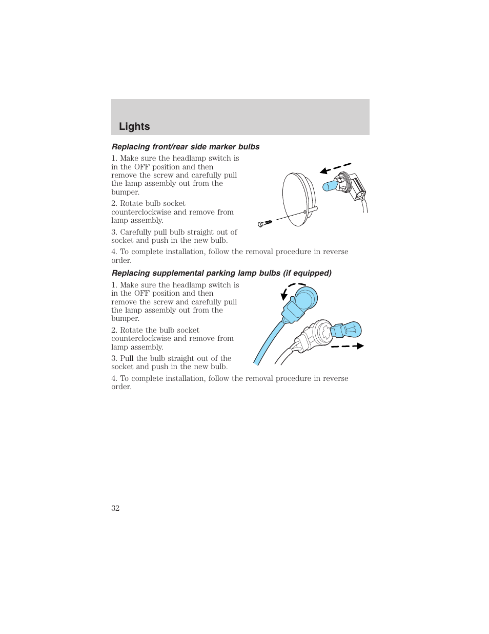 Lights | FORD 2003 Thunderbird v.1 User Manual | Page 32 / 200