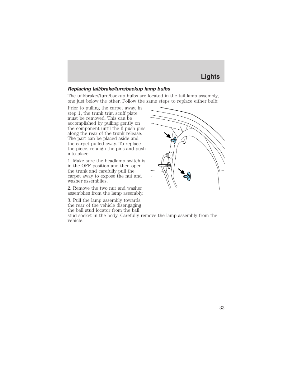 Lights | FORD 2003 Thunderbird v.1 User Manual | Page 33 / 200