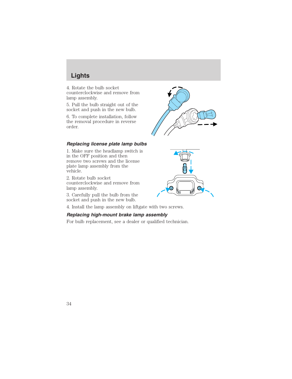 Lights | FORD 2003 Thunderbird v.1 User Manual | Page 34 / 200