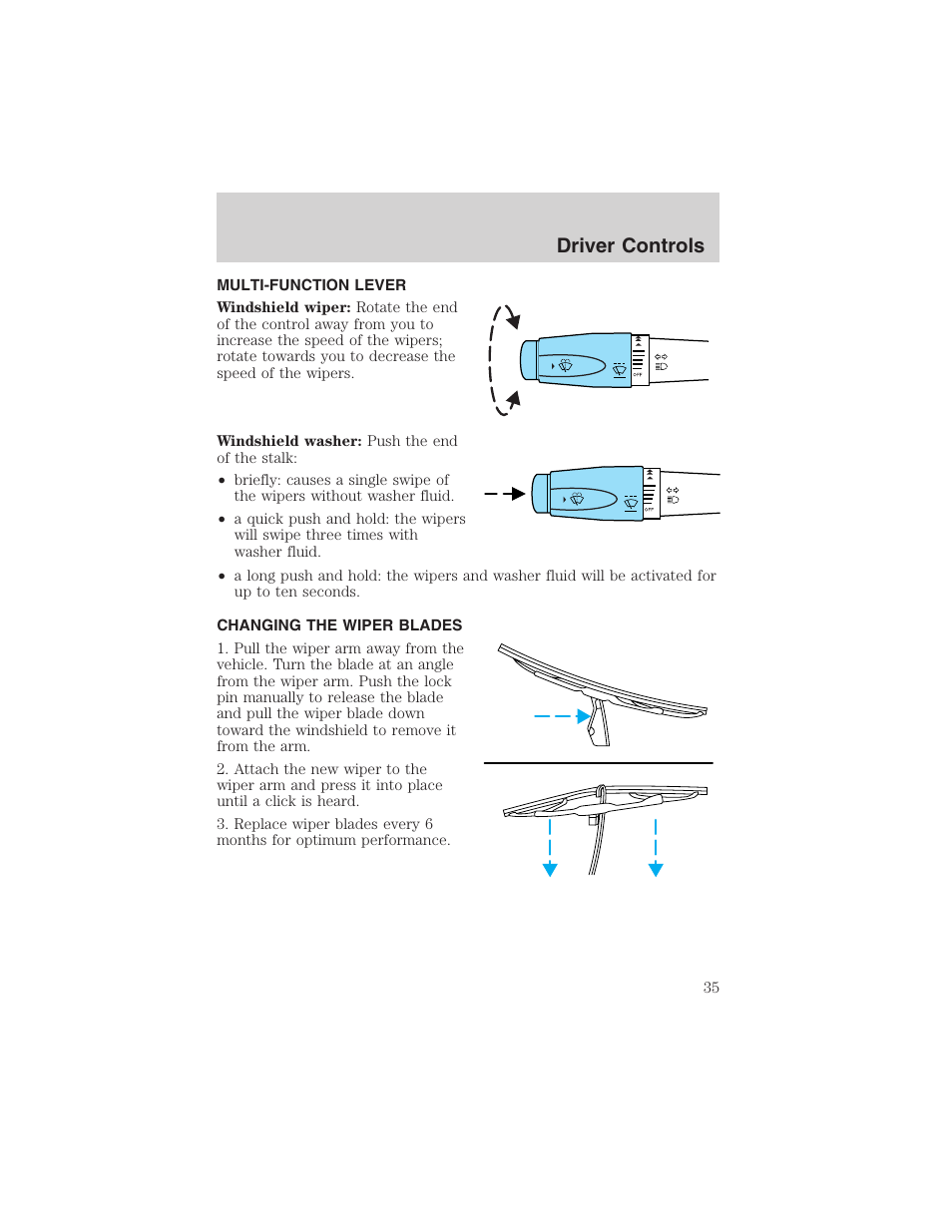 Driver controls | FORD 2003 Thunderbird v.1 User Manual | Page 35 / 200