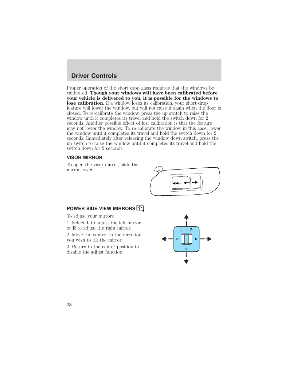 Driver controls | FORD 2003 Thunderbird v.1 User Manual | Page 38 / 200