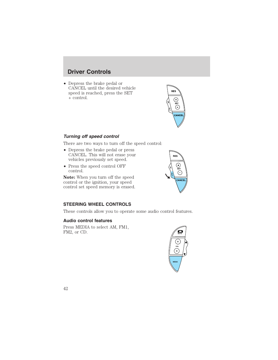 Driver controls | FORD 2003 Thunderbird v.1 User Manual | Page 42 / 200